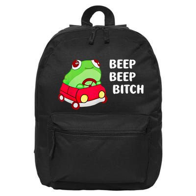 Frog Beep Beep Bitch 16 in Basic Backpack