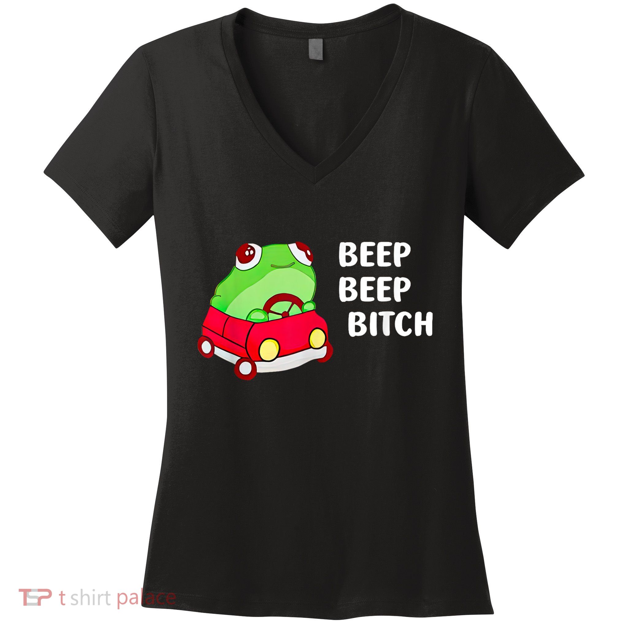 Frog Beep Beep Bitch Women's V-Neck T-Shirt