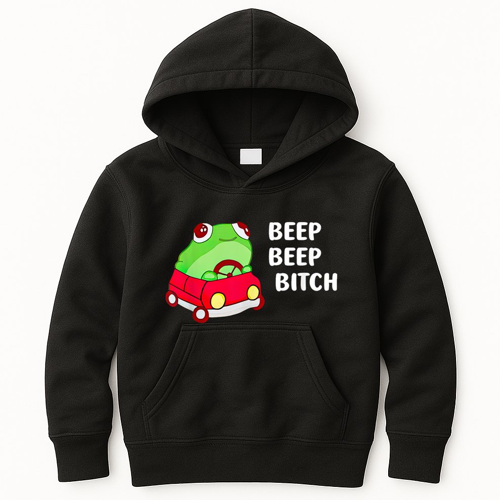Frog Beep Beep Bitch Kids Hoodie