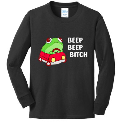 Frog Beep Beep Bitch Kids Long Sleeve Shirt