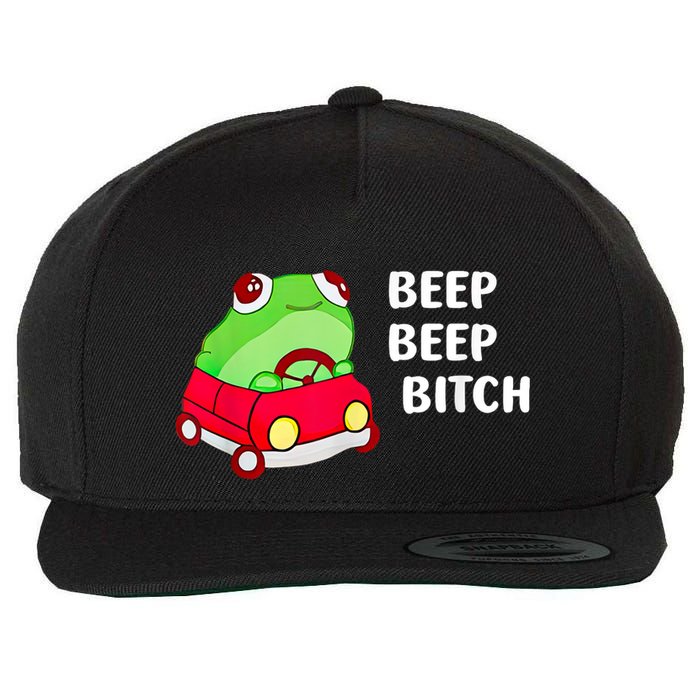 Frog Beep Beep Bitch Wool Snapback Cap