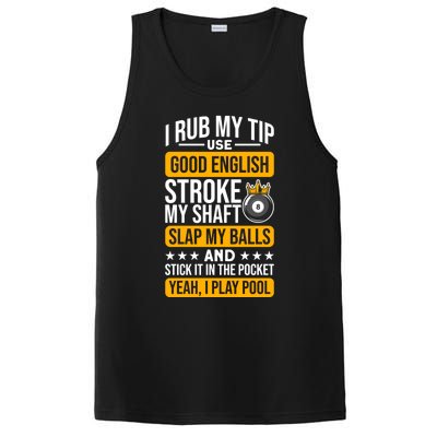 Funny Billiard Balls Cue I Rub My Tip Pool Player Quote Funny Gift PosiCharge Competitor Tank