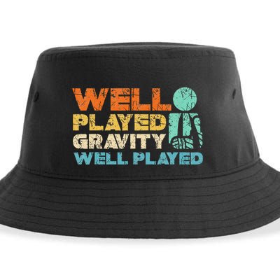 Funny Broken Bone Shoulder Elbow Well Played Gravity Sustainable Bucket Hat