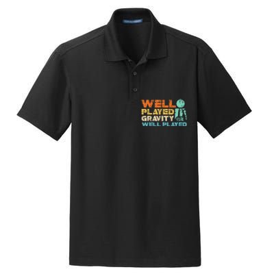 Funny Broken Bone Shoulder Elbow Well Played Gravity Dry Zone Grid Polo