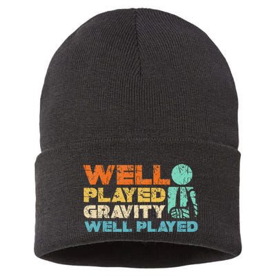 Funny Broken Bone Shoulder Elbow Well Played Gravity Sustainable Knit Beanie