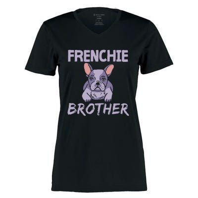 Frenchie Brother Bulldogs Frenchies French Bulldog Women's Momentum V-Neck T-Shirt