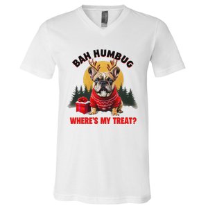 French Bulldog Bah Humbug WhereS My Treat V-Neck T-Shirt