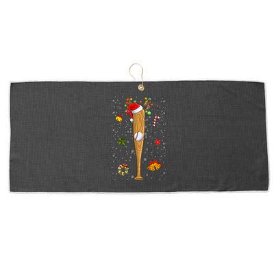 Funny Baseball Bat Reindeer Santa Hat Christmas Lights Xmas Gift Large Microfiber Waffle Golf Towel