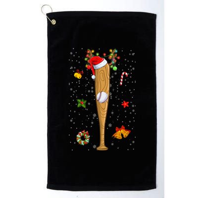 Funny Baseball Bat Reindeer Santa Hat Christmas Lights Xmas Gift Platinum Collection Golf Towel