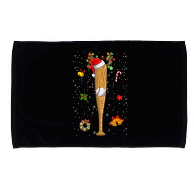 Funny Baseball Bat Reindeer Santa Hat Christmas Lights Xmas Gift Microfiber Hand Towel