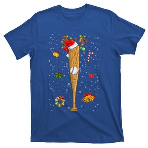 Funny Baseball Bat Reindeer Santa Hat Christmas Lights Xmas Gift T-Shirt