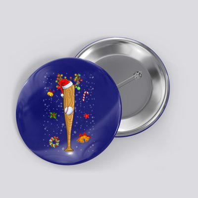 Funny Baseball Bat Reindeer Santa Hat Christmas Lights Xmas Gift Button