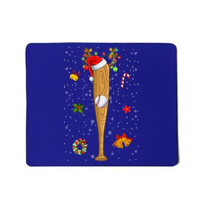 Funny Baseball Bat Reindeer Santa Hat Christmas Lights Xmas Gift Mousepad