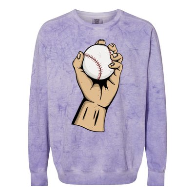 Funny Baseball Ball Team Player Cool Gift Pitch Homerun Baseballer Gift Colorblast Crewneck Sweatshirt