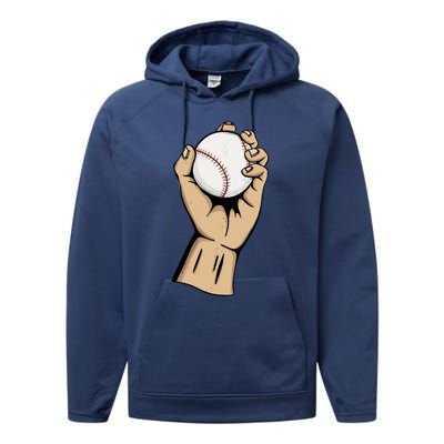 Funny Baseball Ball Team Player Cool Gift Pitch Homerun Baseballer Gift Performance Fleece Hoodie