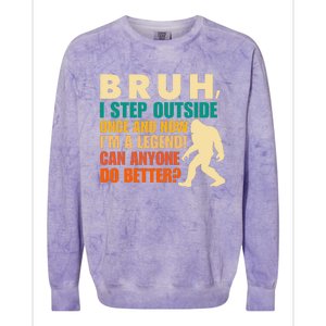 Funny Bigfoot Bruh Sasquatch Colorblast Crewneck Sweatshirt