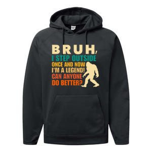 Funny Bigfoot Bruh Sasquatch Performance Fleece Hoodie