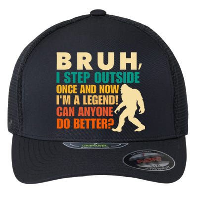 Funny Bigfoot Bruh Sasquatch Flexfit Unipanel Trucker Cap