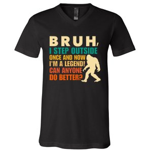 Funny Bigfoot Bruh Sasquatch V-Neck T-Shirt