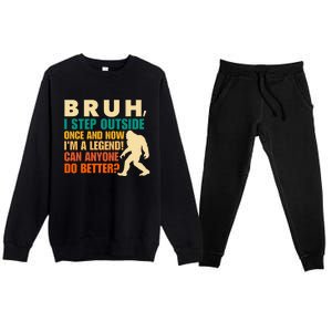 Funny Bigfoot Bruh Sasquatch Premium Crewneck Sweatsuit Set