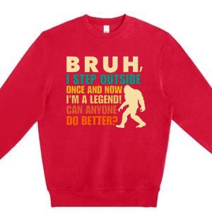 Funny Bigfoot Bruh Sasquatch Premium Crewneck Sweatshirt