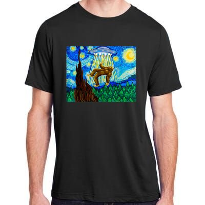 Funny Bigfoot Bigfoot Alien Funny Starry Night Adult ChromaSoft Performance T-Shirt