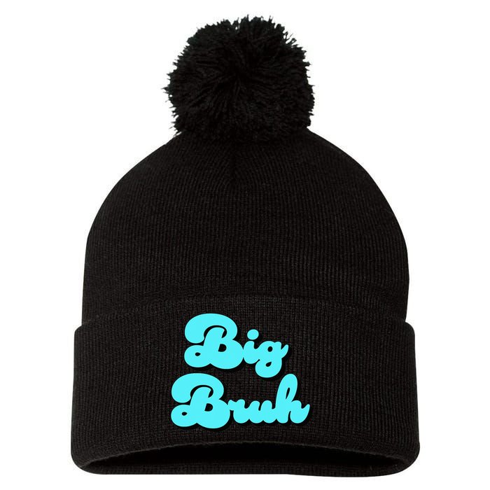 Funny Big Brother Older Sister Blue Graphic Letter Print Pom Pom 12in Knit Beanie