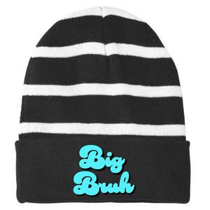 Funny Big Brother Older Sister Blue Graphic Letter Print Striped Beanie with Solid Band