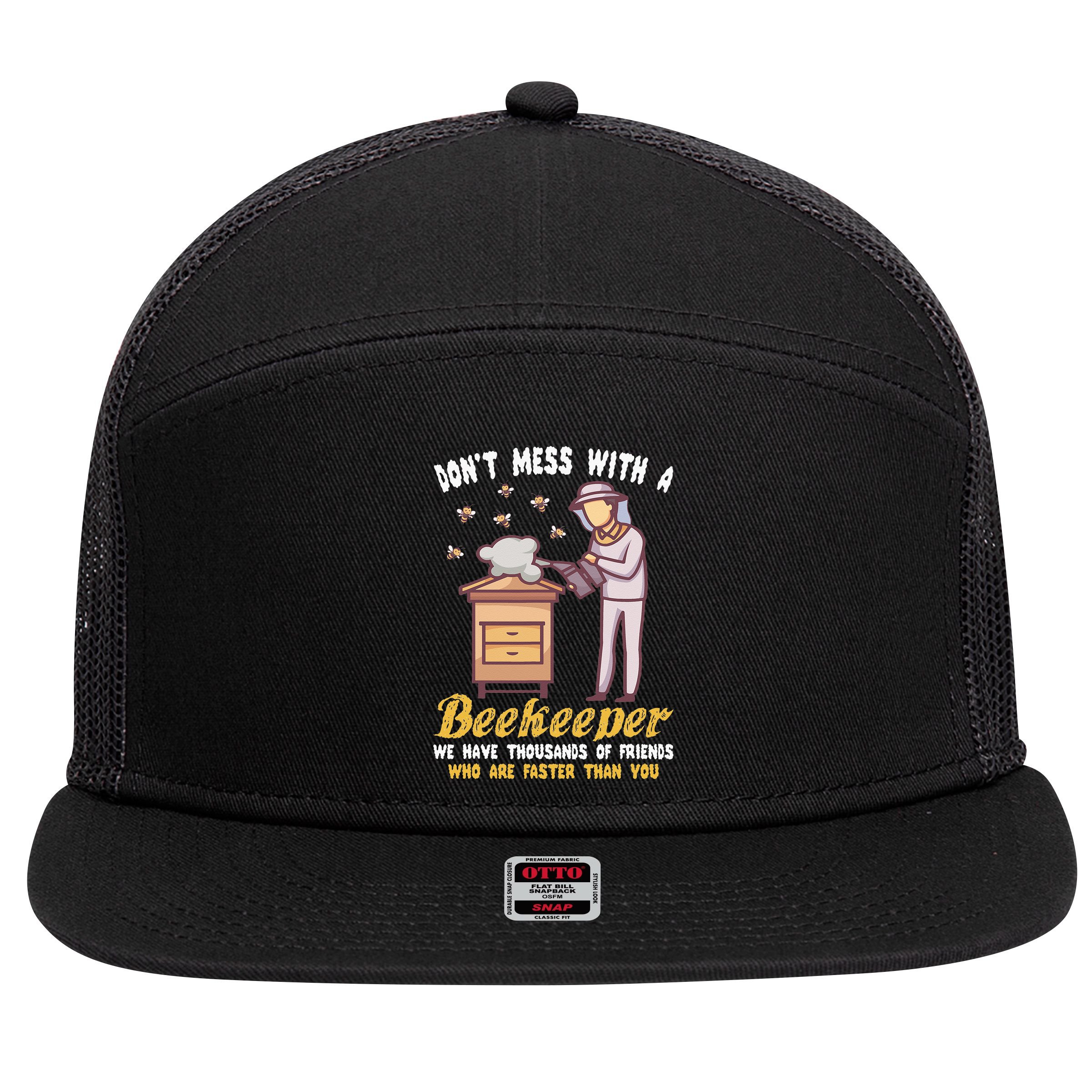 Funny Beekeeper Beekeeping Supplies Honey Bees Beehive 7 Panel Mesh Trucker Snapback Hat