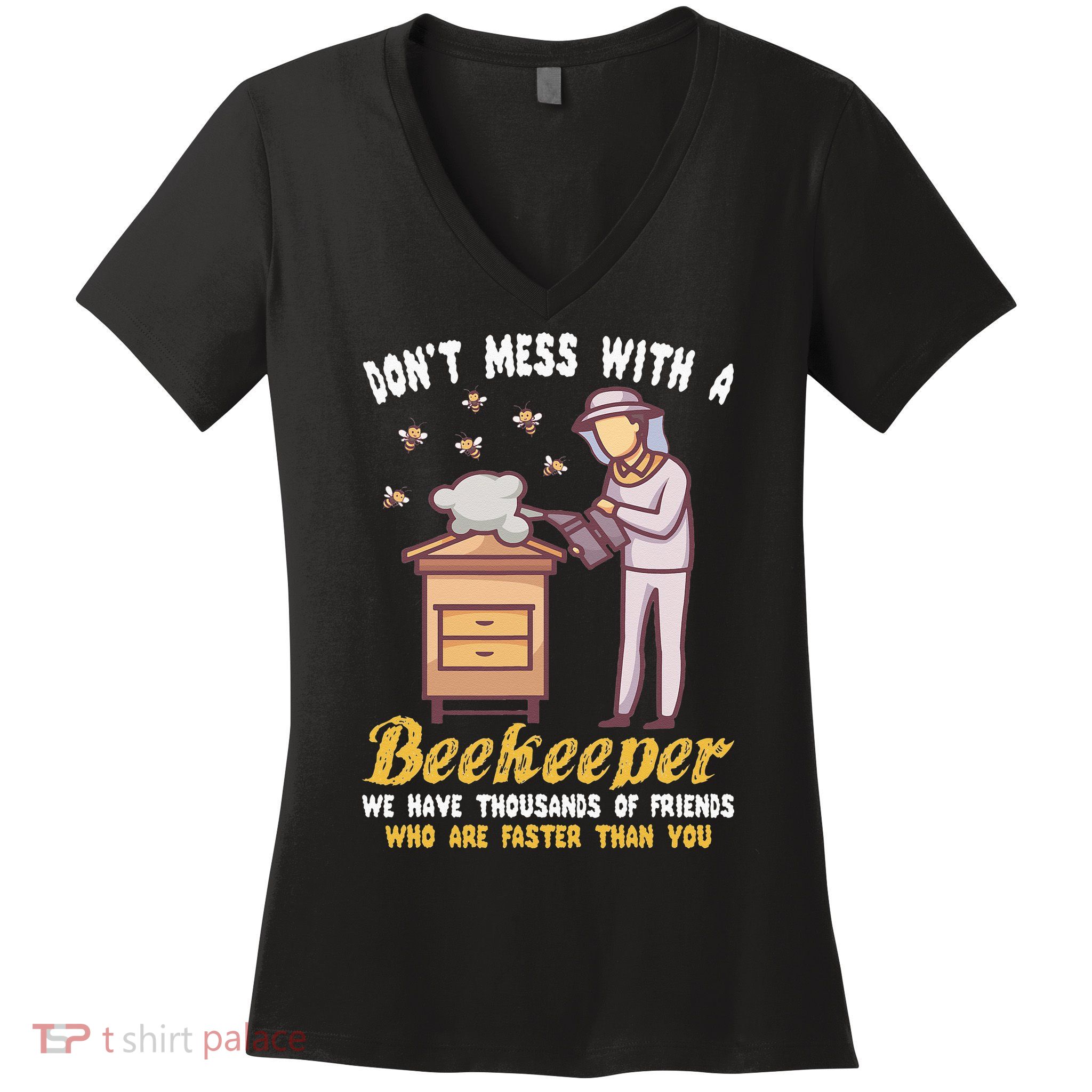 Funny Beekeeper Beekeeping Supplies Honey Bees Beehive Women's V-Neck T-Shirt