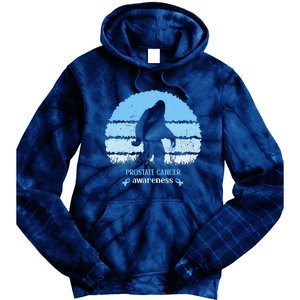 Funny Bigfoot Believe Prostate Cancer Awareness Blue Ribbon Tie Dye Hoodie