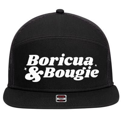Funny Boricua & Bougie Apparel 7 Panel Mesh Trucker Snapback Hat