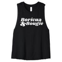 Funny Boricua & Bougie Apparel Women's Racerback Cropped Tank