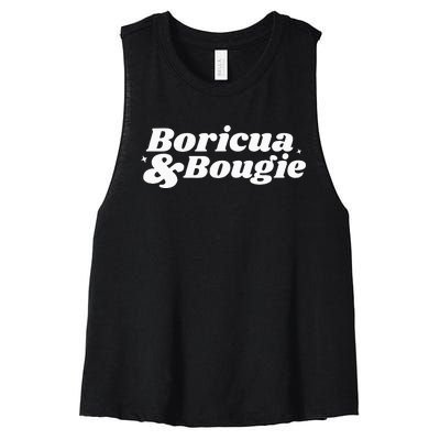 Funny Boricua & Bougie Apparel Women's Racerback Cropped Tank