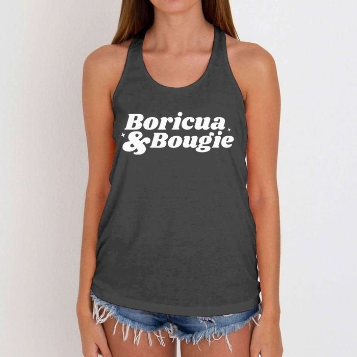 Funny Boricua & Bougie Apparel Women's Knotted Racerback Tank