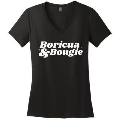 Funny Boricua & Bougie Apparel Women's V-Neck T-Shirt