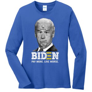 Funny Biden Buffering Pay More Live Worse Ladies Long Sleeve Shirt