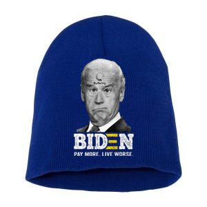 Funny Biden Buffering Pay More Live Worse Short Acrylic Beanie