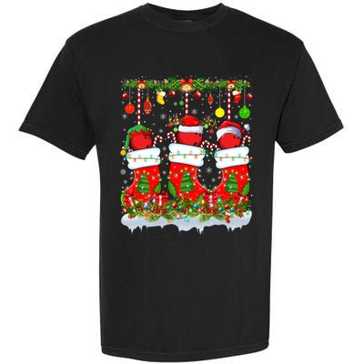 Funny Bowling Ball In Xmas Socks Lights Bowling Christmas Gift Garment-Dyed Heavyweight T-Shirt