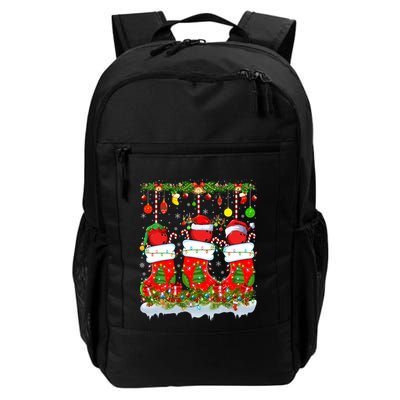 Funny Bowling Ball In Xmas Socks Lights Bowling Christmas Gift Backpack