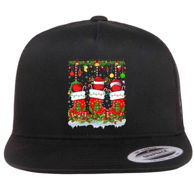 Funny Bowling Ball In Xmas Socks Lights Bowling Christmas Gift Flatbill Hat