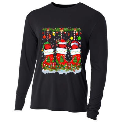 Funny Bowling Ball In Xmas Socks Lights Bowling Christmas Gift Cooling Performance Long Sleeve Crew