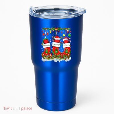 Funny Bowling Ball In Xmas Socks Lights Bowling Christmas Gift Tumbler