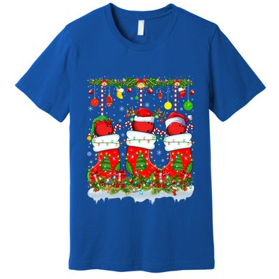 Funny Bowling Ball In Xmas Socks Lights Bowling Christmas Gift Premium T-Shirt