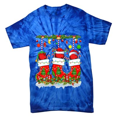 Funny Bowling Ball In Xmas Socks Lights Bowling Christmas Gift Tie-Dye T-Shirt
