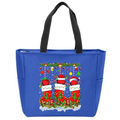 Funny Bowling Ball In Xmas Socks Lights Bowling Christmas Gift Zip Tote Bag