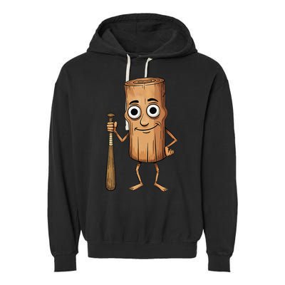 Funny Baseball Bat Wood Log Meme Brainrot Italian Garment-Dyed Fleece Hoodie