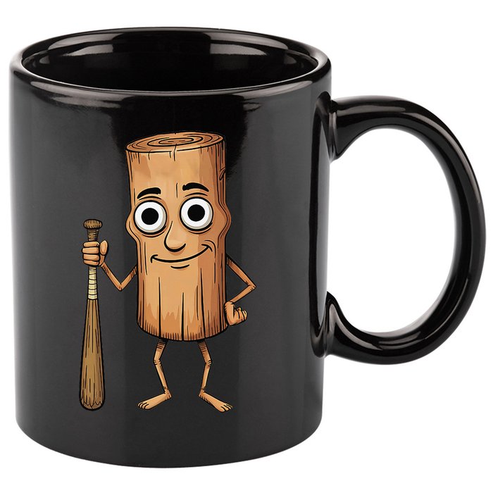 Funny Baseball Bat Wood Log Meme Brainrot Italian 11oz C Handle Ceramic Mug