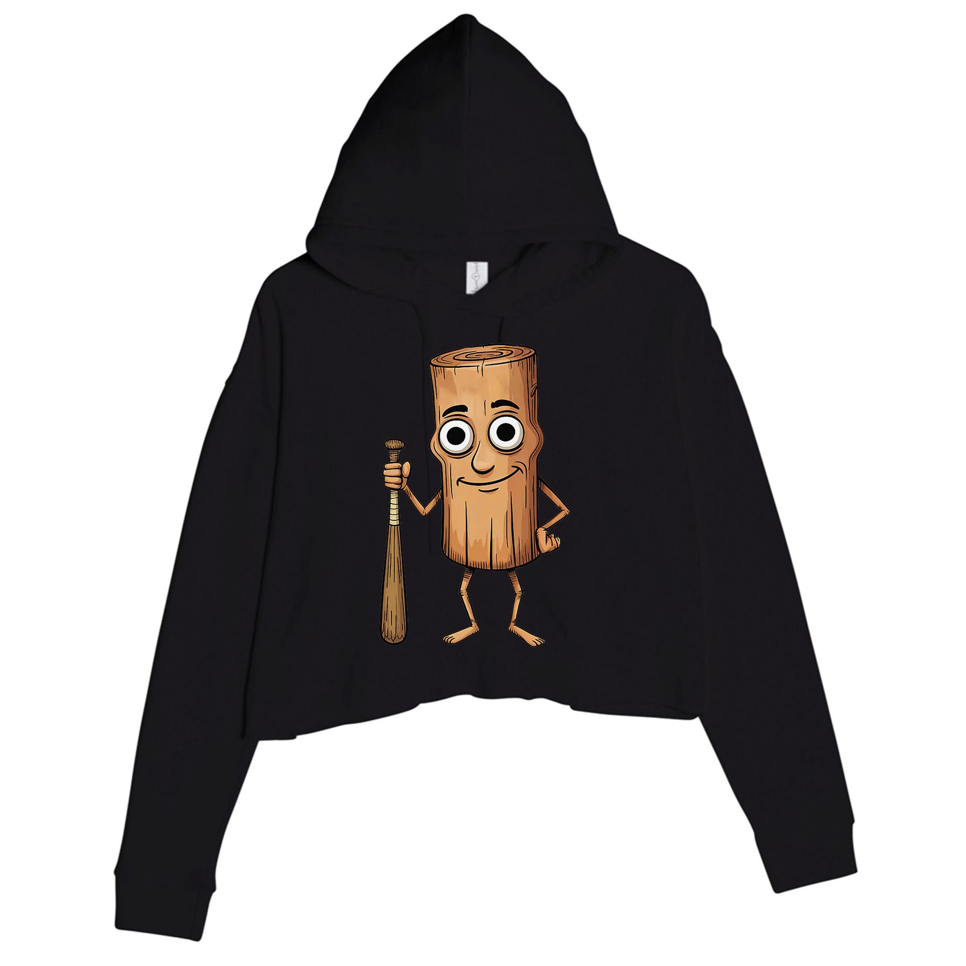 Funny Baseball Bat Wood Log Meme Brainrot Italian Crop Fleece Hoodie