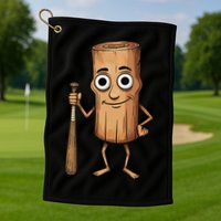 Funny Baseball Bat Wood Log Meme Brainrot Italian Golf Towel